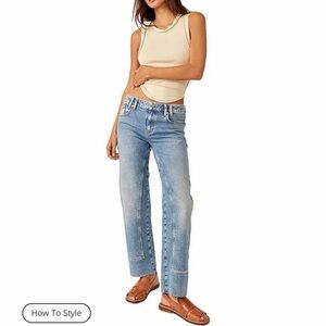 Free People 
We the free risk taker Raw Hem straight leg jeans